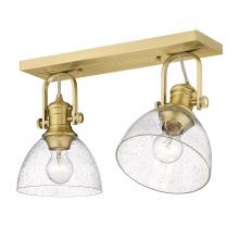  3118-2SF BCB-SD - Hines 2 Light Semi-Flush in Brushed Champagne Bronze with Seeded Glass Shades